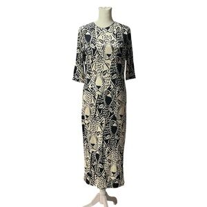 FARM Rio Elegant Black and Cream Patterned Cheetah Print Dress, EUC, M